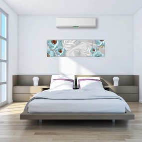 Obraz - 3D niebieskie kwiaty (170x50 cm)