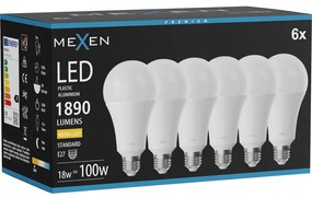 Mexen Nova 6x żarówka LED E27, A70, 18W, Ciepła - 3000K, 1890 lm - L100-E27-1830-01x06