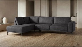 Antracytowy narożnik z imitacji skóry (lewostronny) Copenhagen – Scandic