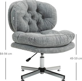 HOMCOM Fotel biurowy bez podłokietników, wygodne krzesło biurowe z tapicerowanym siedziskiem i regulowaną wysokością, Szary