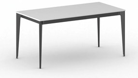 Stół konferencyjny do biura PRIMO ACTION, 160x80 cm, czarna podstawa, biały