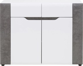 Komoda z Szufladami do Salonu NOVO 107 cm Biała / beton Nowoczesna