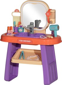 AIYAPLAY Toaletka dla Dzieci z Oświetleniem LED, Muzyką, Kranem, Lustrem Akrylowym, Fioletowa, 55x29x71 cm