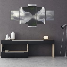 Obraz - Góry na Islandii, geometryczny kolaż (125x70 cm)