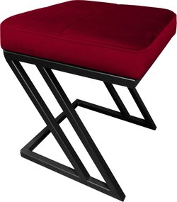 Pufa ZETA tkanina Welur loft ławka podnóżek metal : Kolor Stelaża - Czarny , Kolor tkaniny - VELVET - MG31, Typ tkaniny - Velvet