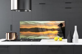 Szkło do Kuchni na Ścianę Odbicie Gór W Lustrze Wody