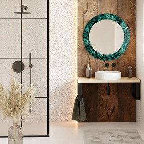 Lustro okrągłe MORENA TROPICAL 100cm ciemne zielone BALTICA DESIGN