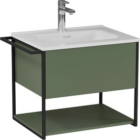 Szafka łazienkowa wisząca zielona loftowa 60 x 45 cm z umywalką z otworem VALO