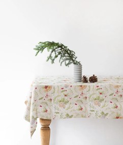 Świąteczny lniany obrus Linen Tales Jingle Bells, 140x140 cm