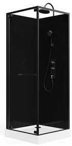 Kabina prysznicowa z dwustronnie montowanymi drzwiami - Regulowana wysokość - Czarny - szer. 80 x gł. 80 x wys. 213/232 cm - BADONI