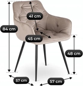 Krzesło Tapicerowane do Salonu MODESTO Beżowe Welurowe Nowoczesne Loft