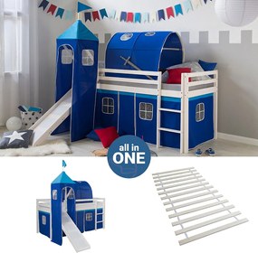 Łóżko piętrowe 207,5x228x219,5 cm Biało-niebieskie