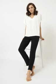 Damska bambusowa piżama CHIARA S Kremowy / Czarny