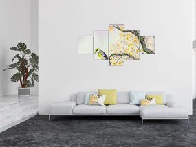 Obraz - Akwarelowy ptaszek na drzewie (125x70 cm)