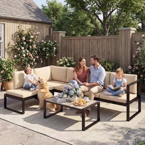 Outsunny gartenlounge loungeset ecklounge terrassenlounge loungesofa gartengarnitur | Aosom PL
