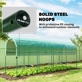 Outsunny Tunel foliowy zimowy z zakrzywionym dachem, kotwami, 400 x 120 x 170 cm, zielony | Aosom PL