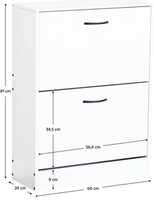 Szafka na buty BOTNIX, 2 półki, biały