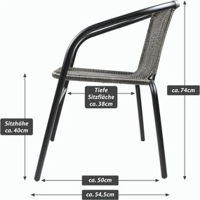 Zestaw 4 składanych krzeseł ogrodowych, ciemnoszarych