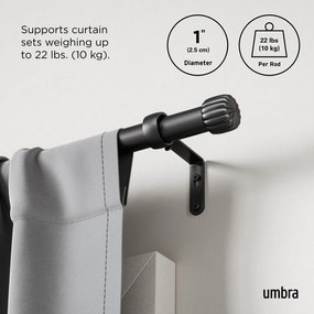 Stalowy regulowany karnisz w kolorze matowej czerni 168 - 305 cm Cleo – Umbra