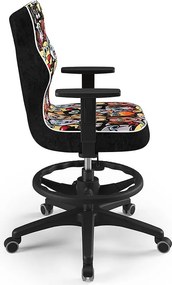 Krzesło do biurka z wzorami Duo Black rozmiar 5 (146-176,5 cm) z podnóżkiem