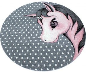 Dywan dziecięcy Kids jednorożec szaro-różowy 160 cm x 160 cm koło