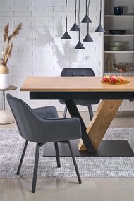 Stół do jadalni rozkładany naturalny/czarny 160-220/90/78 cm FANIS