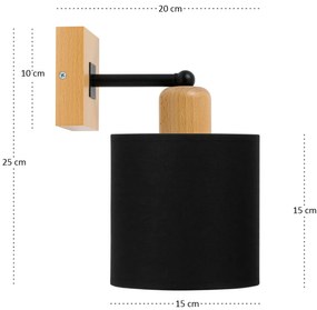 Czarny kinkiet LED CL-WD-SC10x10BU-SC jednopunktowy z litego drewna