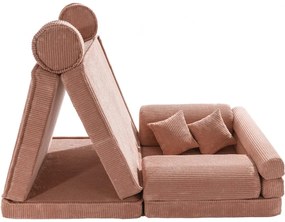 Aesthetic sztruksowa sofa dziecięca, pudrowy róż - meowbaby®