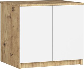 Nadstawka na szafę AKORD S60 Dąb Artisan 60 cm 2 drzwi kolor Biały mat 2 półki 60x51x55 cm