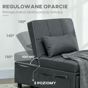 HOMCOM 4-w-1 wielofunkcyjna rozkładana sofa, składany fotel do spania z regulowanym oparciem i poduszką | Aosom PL