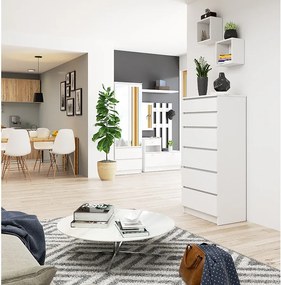 Komoda AKORD K60 Biała 60 cm 6 szuflad kolor Biały mat 60x40x130 cm