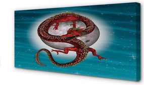 Fotoobraz na płótnie Japoński Smok na Tle Księżyca