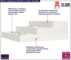 Biała drewniana schodkowa donica ogrodowa N6-F82