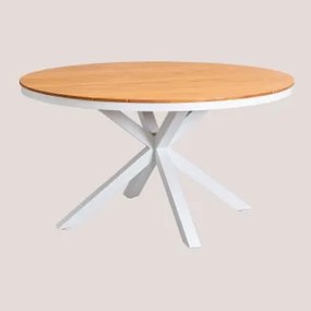 Okrągły Stół Ogrodowy Z Drewna Eukaliptusowego I Aluminium Archer Gardenia Biel & Ø140 Cm - Sklum