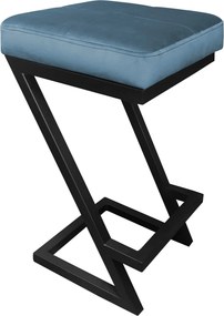 Hoker ZETA krzesło barowe tkanina Welur podstawa metalowa LOFT : Kolor Stelaża - Czarny , Kolor tkaniny - VELVET - MG33