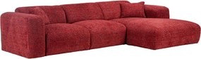 Kanapa narożna prawostronna duża  z czerwonej teksturowanej tkaniny  POGNI marki Maison Céphy