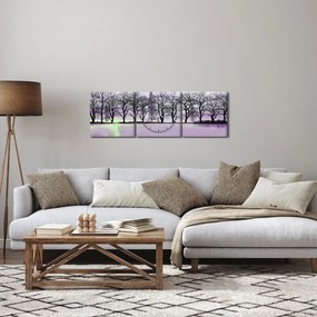 Obraz - Łodka na jeziorze (z zegarem) (90x30 cm)