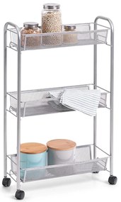Wielofunkcyjny mobilny organizer do kuchni lub łazienki, 3 siatkowe półki, 4 kółka, materiał metal, marki ZELLER