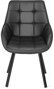 Krzesło Tapicerowane Obrotowe do Salonu LUNA Czarne Ekoskóra Nowoczesne Loft
