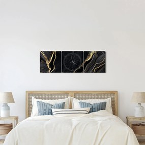 Obraz złotej abstrakcji (z zegarem) (90x30 cm)
