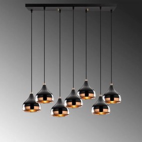 Czarna/w kolorze miedzi lampa wisząca z metalowym kloszem Yildo – Opviq lights