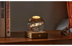 Ciemnobrązowa lampa stołowa ze ściemniaczem i szklanym kloszem (wys. 12 cm) Amber – Gingko