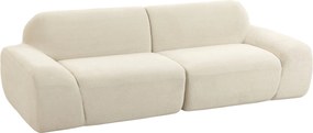 HOMCOM Sofa 3-osobowa, zaokrąglona i bezramowa, z przestronnym siedziskiem, grubo tapicerowana, bez montażu, kremowo-biała | Aosom PL