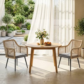 Outsunny Zestaw 2 krzeseł ogrodowych wodoodporny krzesła z podłokietnikami poduszkami rama metalowa nośność do 120 kg Jasnoszary | Aosom PL