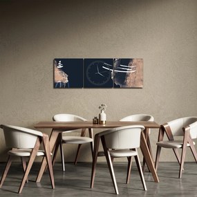 Obraz - Ciemnoniebieska abstrakcja (z zegarem) (90x30 cm)