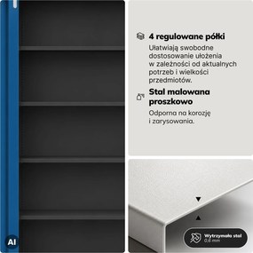 Szafa biurowa metalowa z zamkiem na szyfr antracytowo-niebieska, 900x1850x400 mm: DANIEL