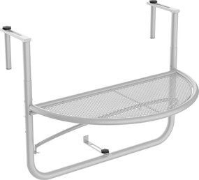 Outsunny Stół Wiszący Balkonowy Półokrągły Regulowana Wysokość Metalowy Biały Ø30cm 60x45x50cm | Aosom PL