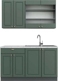 Pojedyncza kuchnia zielono-złoty country house/antracytowy 140x60x81.6 fame-line