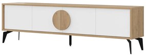 Biała szafka pod TV w dekorze dębu 180x51 cm Vae – Marckeric