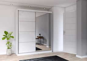 Szafa przesuwna MULTI z lustrem 203 cm biały fronty połysk